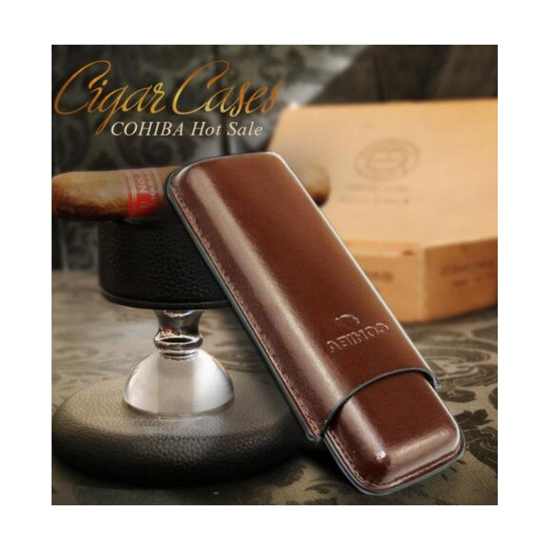 Brown Leather COHIBA Cigar Case