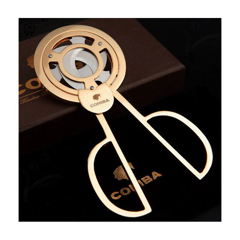 COHIBA Triple Blade Stainless Steel Gold Plated Cigar Cutter