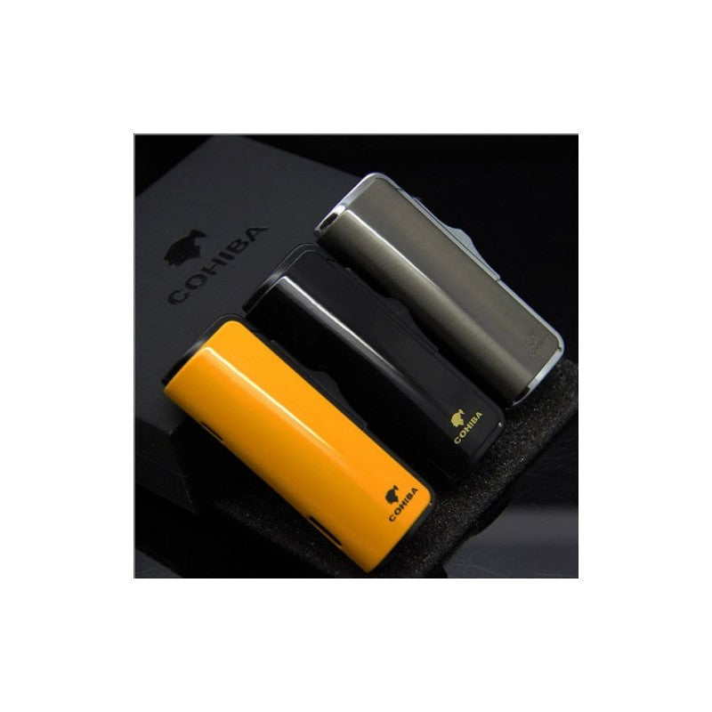 COHIBA Yellow Finish Delicate 3 Torch Jet Flame Cigarette Cigar Lighter W/ Punch